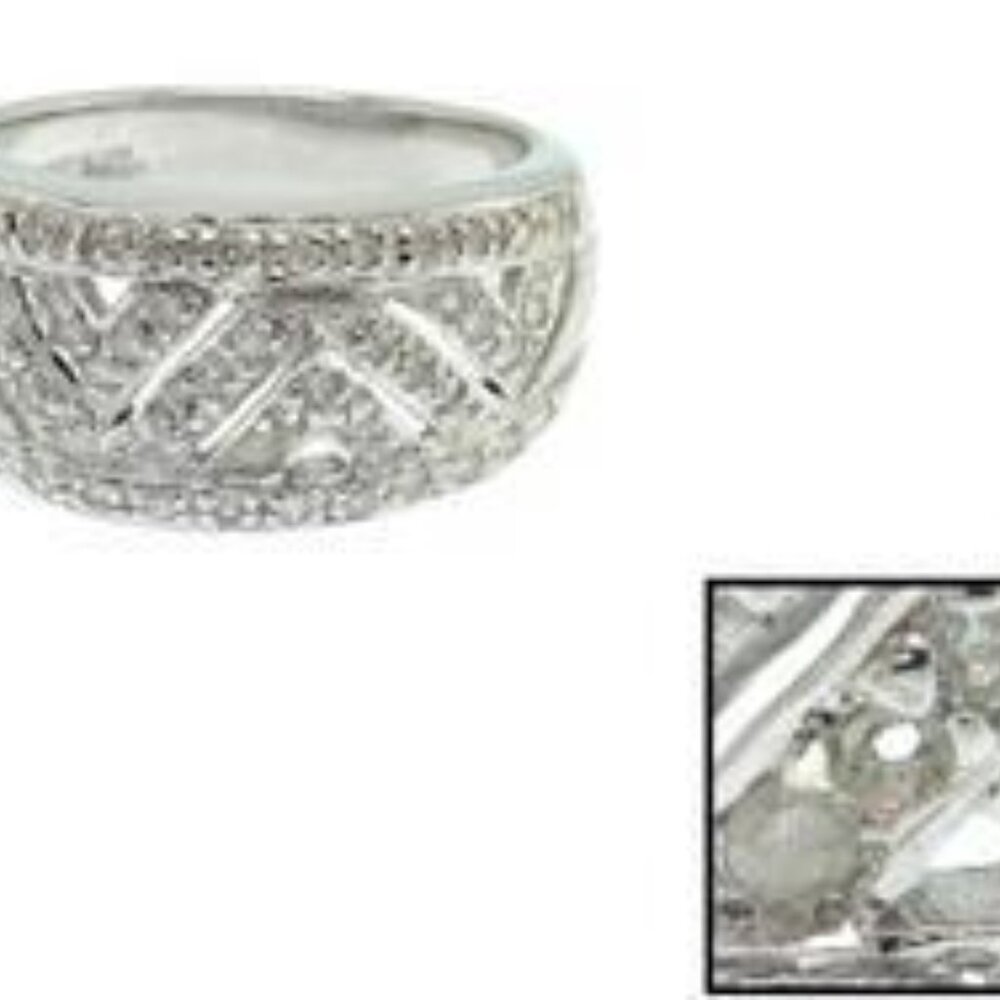 Scratch&Dent -- BOLD Sterling Silver 0.33ctw Round Diamond Zig-Zag Design Ring - Picture 2 of 9
